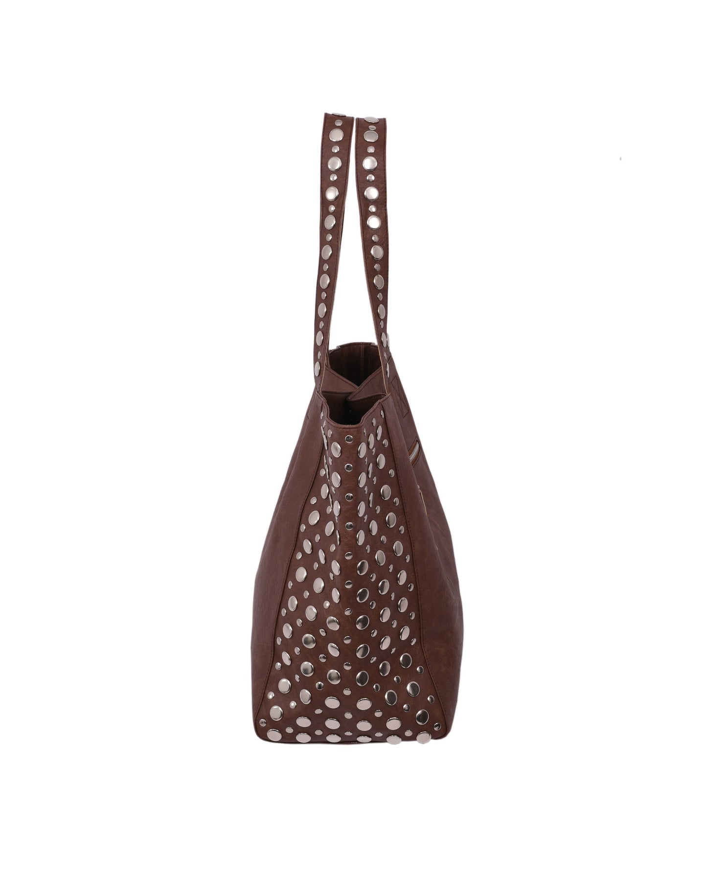 Bailey Studded Tote Bag Brown