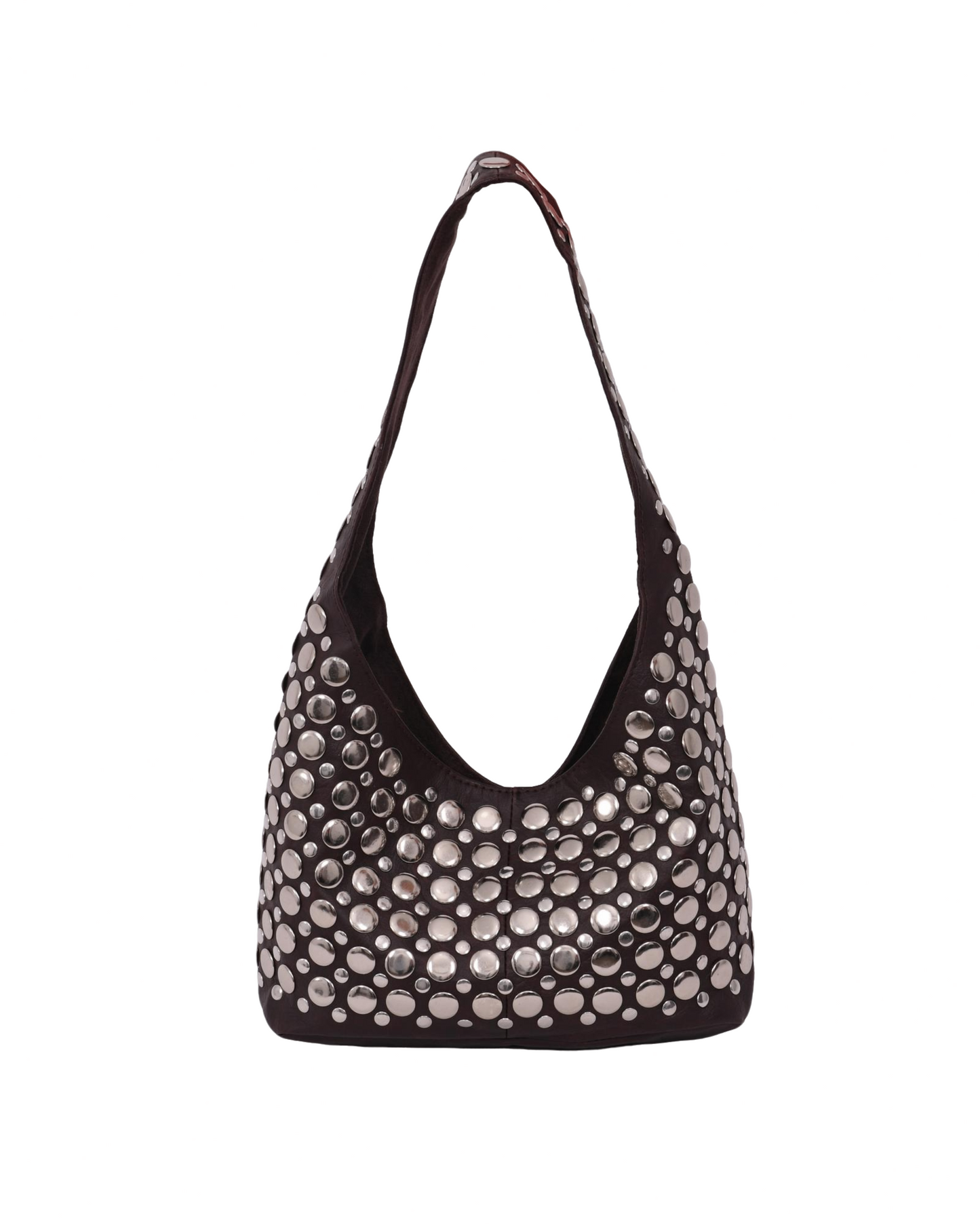Britney Studded Shoulder Bag Brown