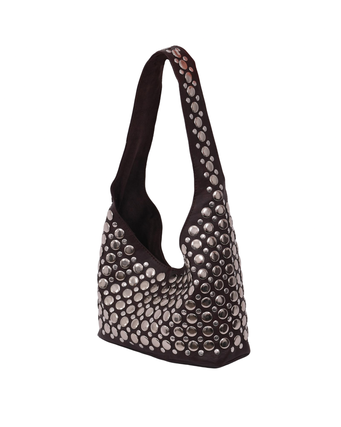 Britney Studded Shoulder Bag Brown