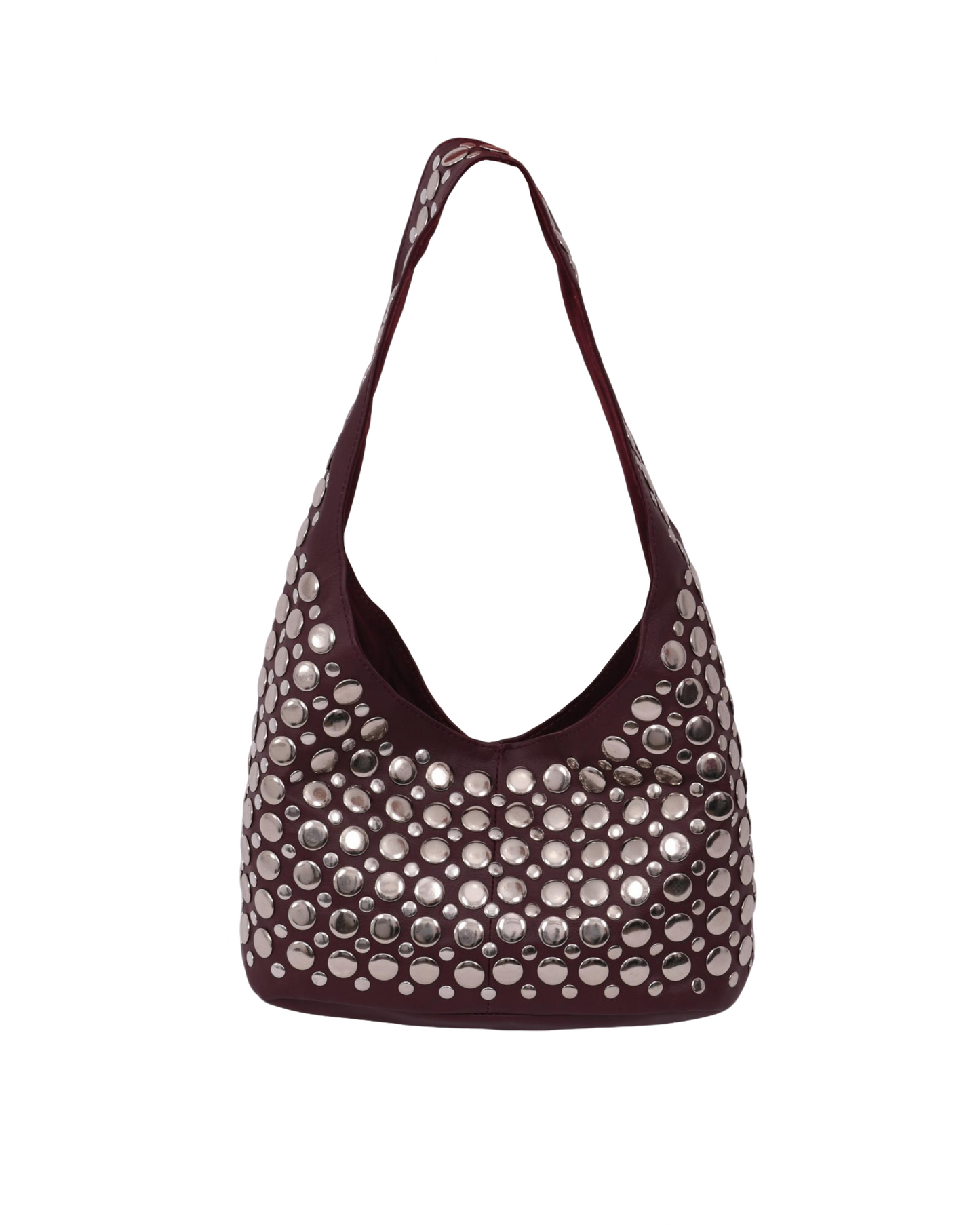 Britney Studded Shoulder Bag Maroon