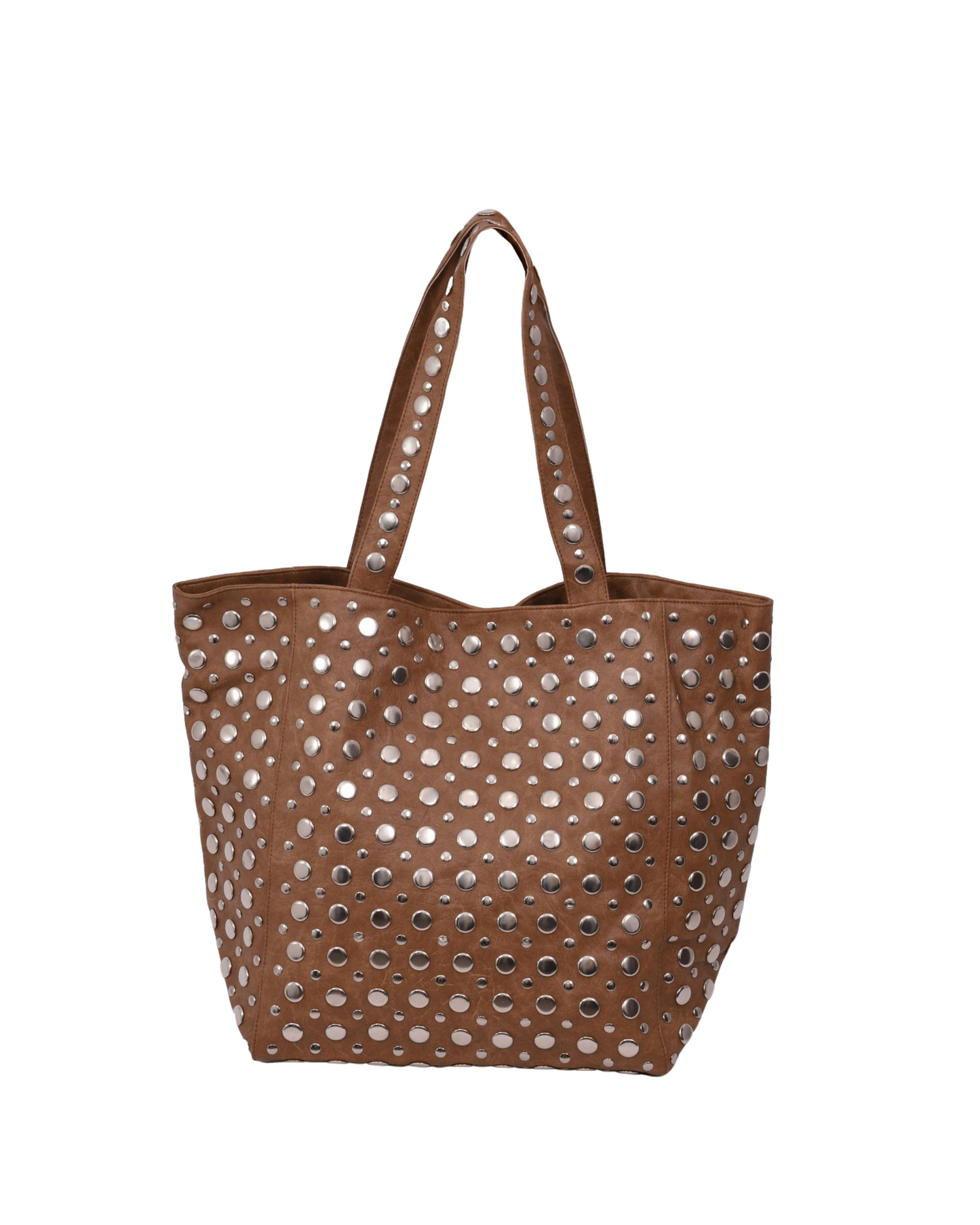 Brooke Studded Tote Bag Brown
