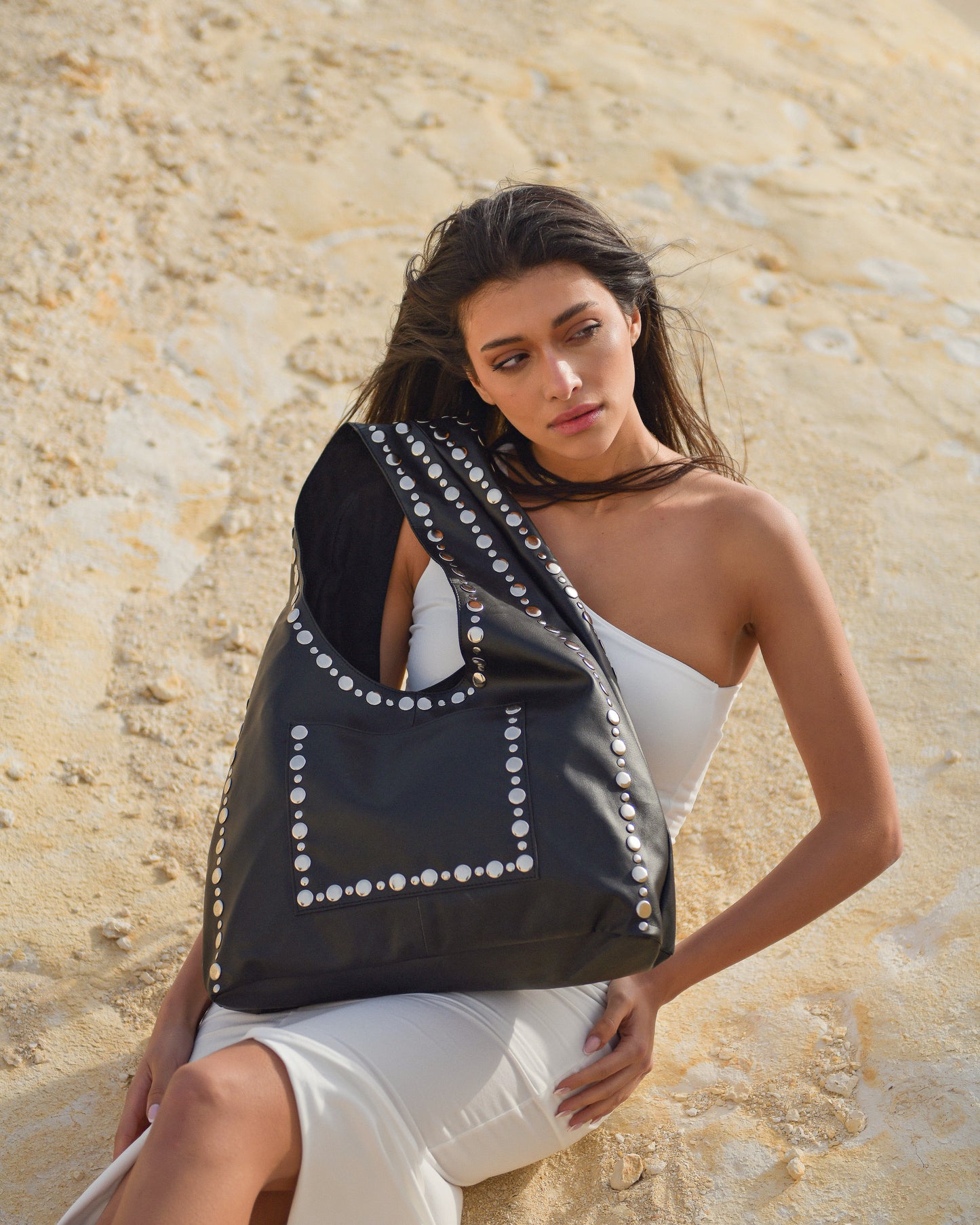 Nova Studded Tote Bag Black