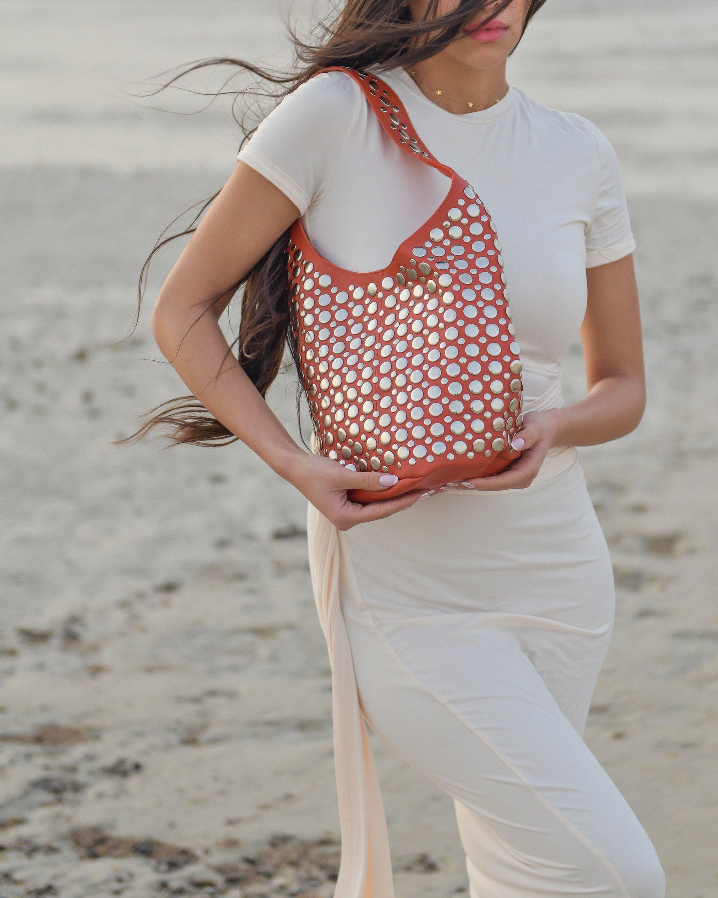 Sienna Studded Mini Handbag Red