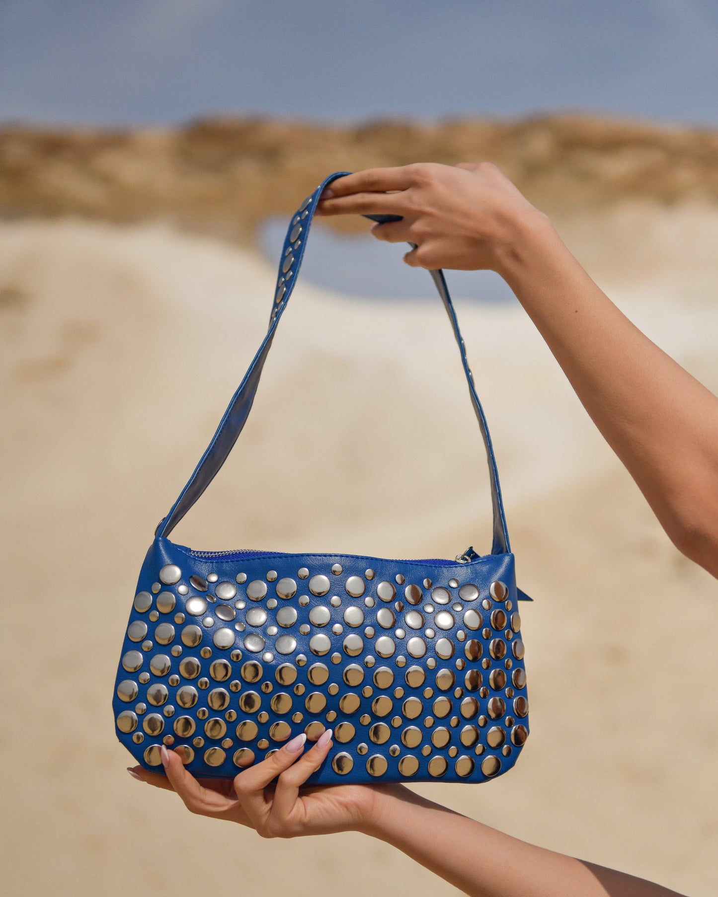 Sloane Studded Mini Handbag Blue
