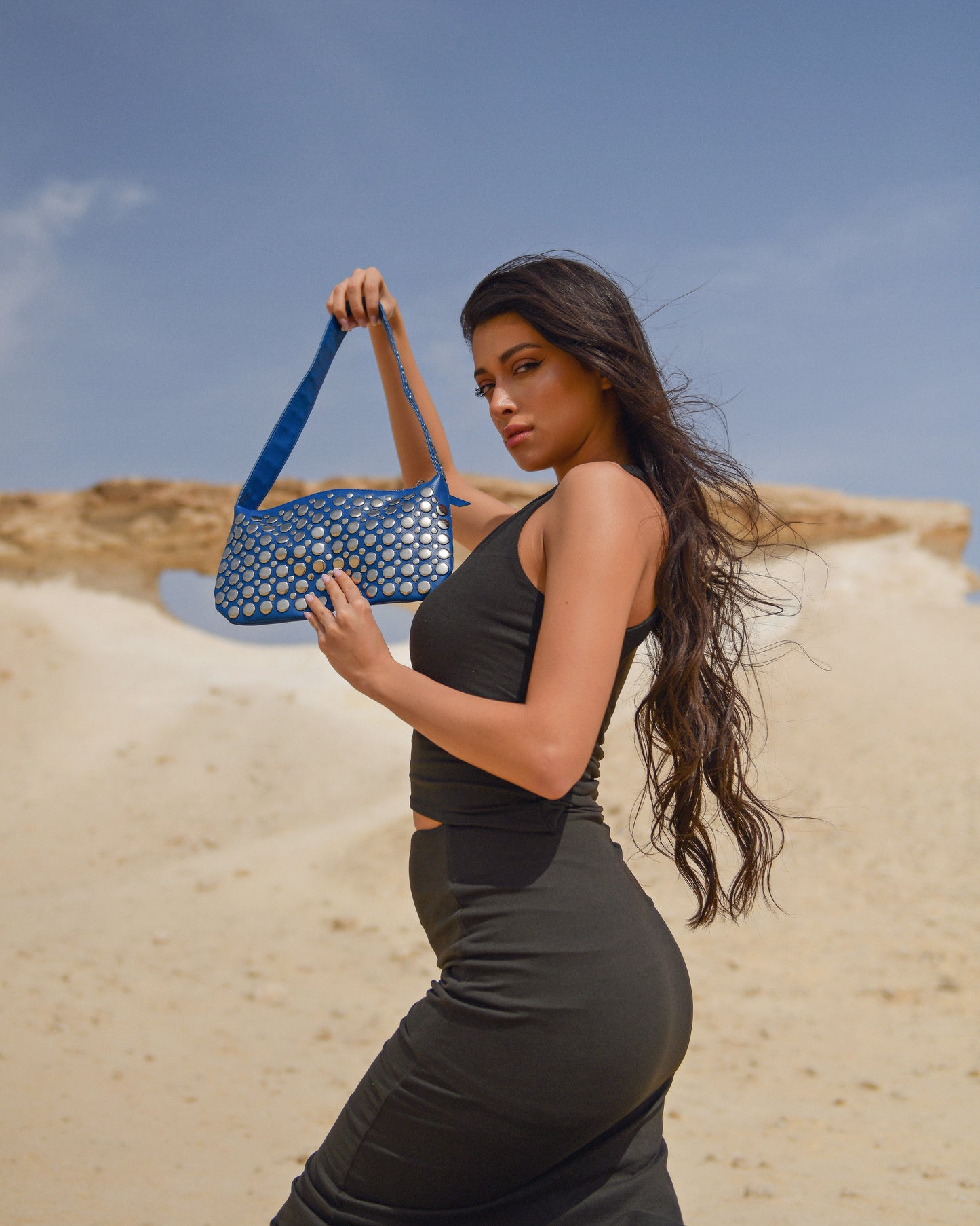 Sloane Studded Mini Handbag Blue