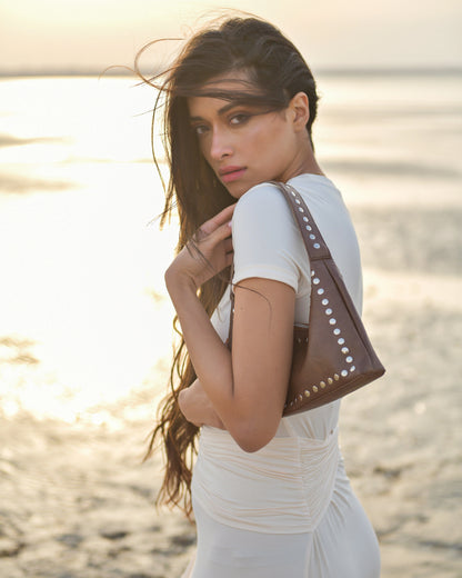 Athena Studded Mini Handbag Brown