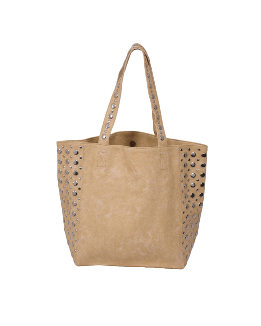 Bailey Studded Tote Bag Beige 