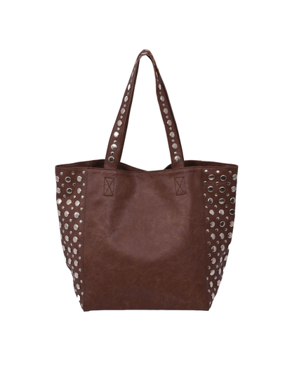 Bailey Studded Tote Bag Brown