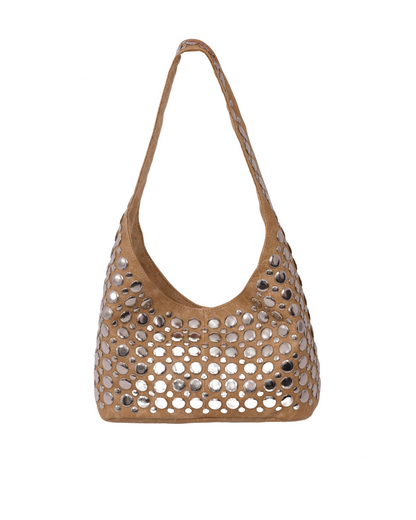 Britney Studded Shoulder Bag Beige 