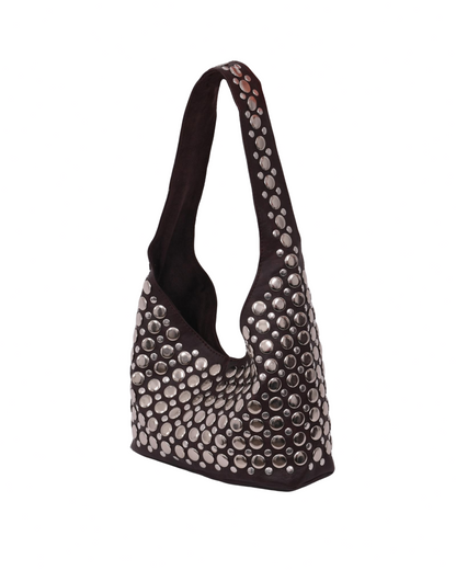 Britney Studded Shoulder Bag Brown 