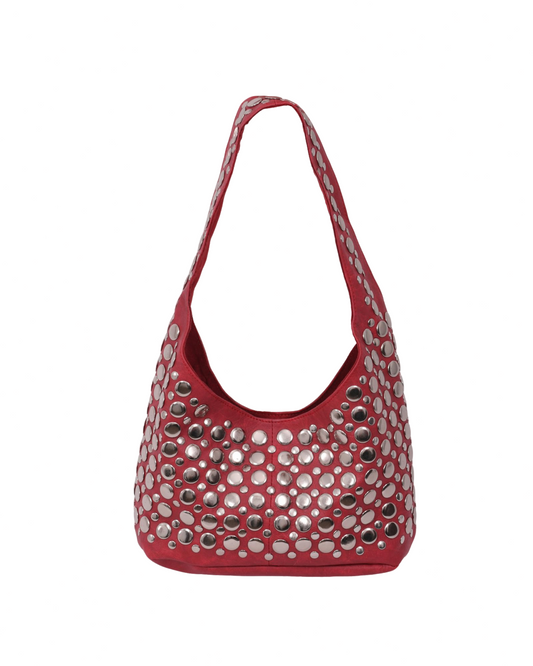 Britney Studded Shoulder Bag Red 