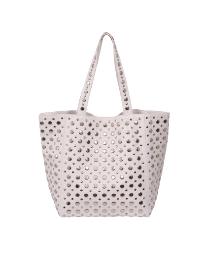 Brooke Studded Tote Bag White 