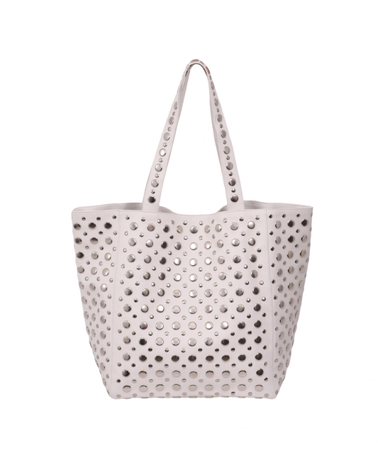 Brooke Studded Tote Bag White 