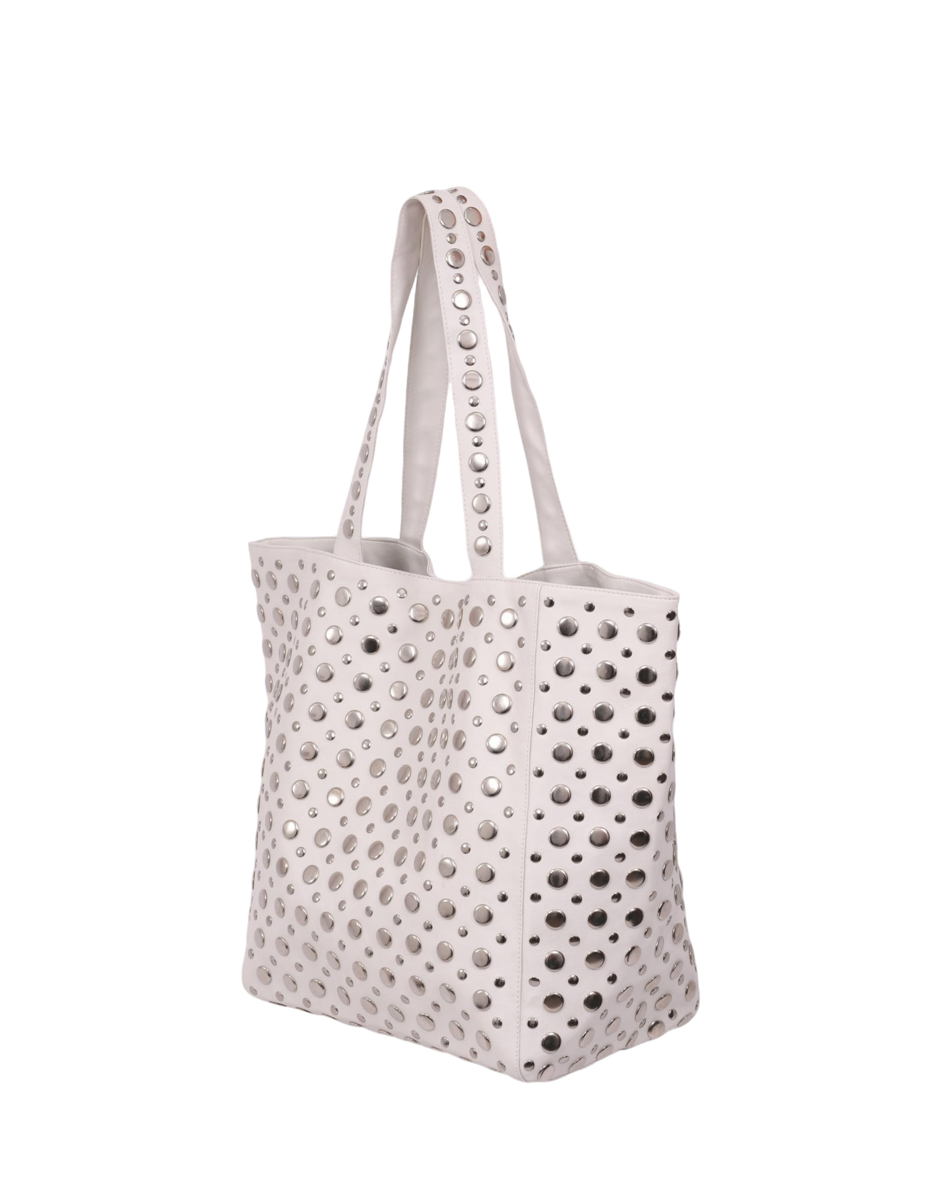 Brooke Studded Tote Bag White