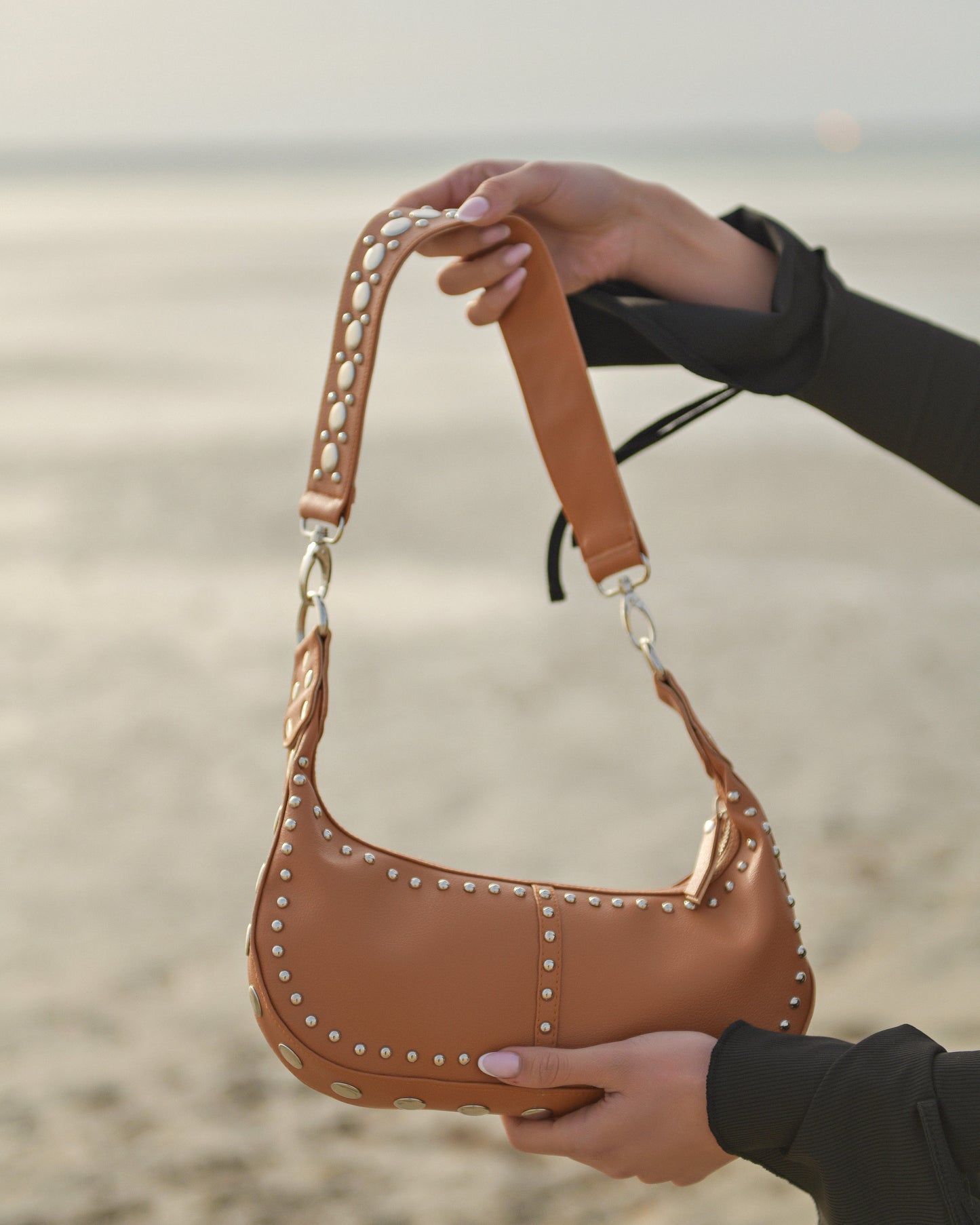 Roxy Studded Mini Handbag Brown