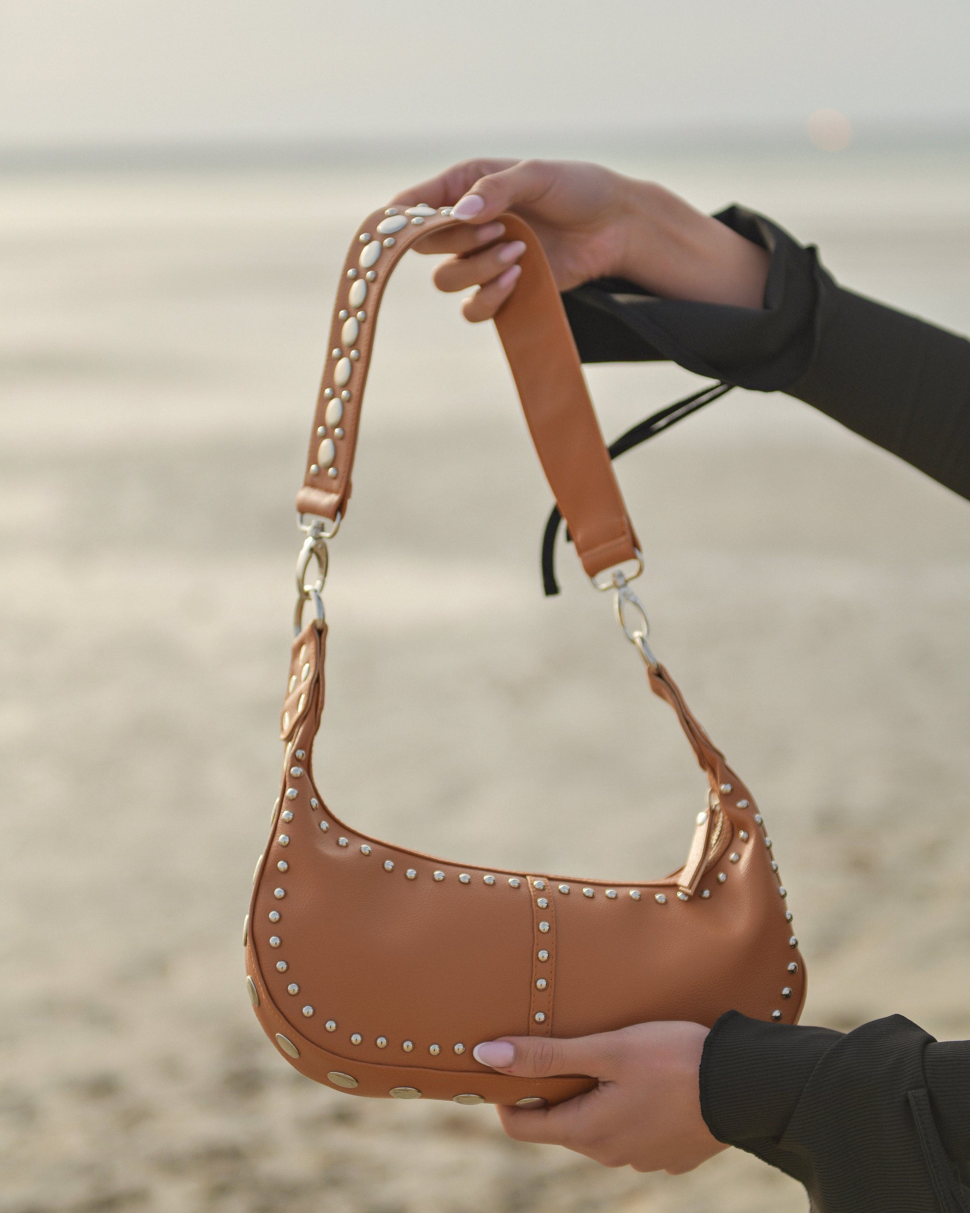 Roxy Studded Mini Handbag Brown