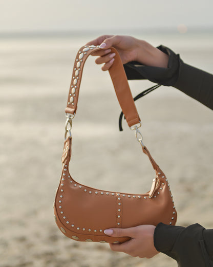 Roxy Studded Mini Handbag Brown