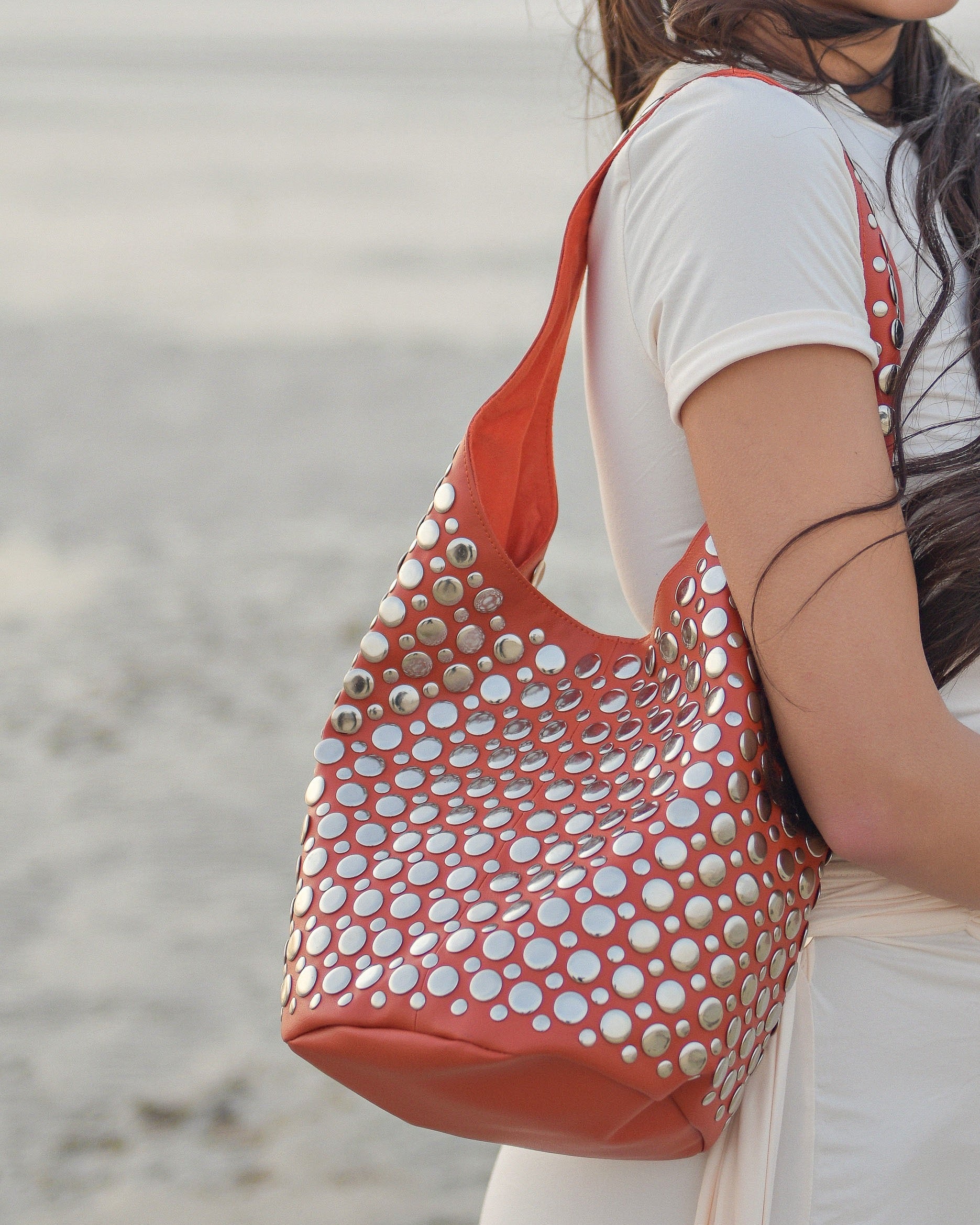 Sienna Studded Mini Handbag Red