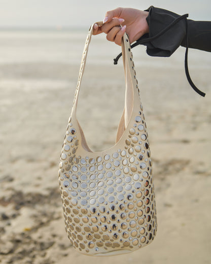 Sienna Studded Mini Handbag White