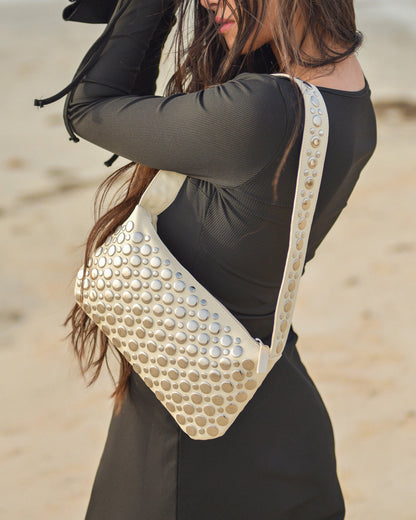 Sloane Studded Mini Handbag White