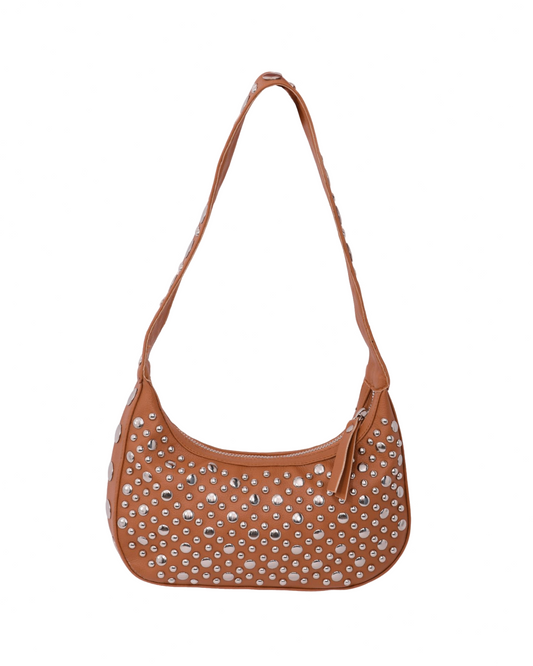 Studded Handbag Mini Small 01 Brown